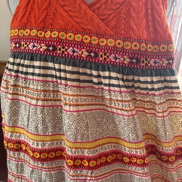 Rare Free People Vintage Romantic V Neck Sweater Festival Market Boho Dress 2 S - Picture 9 of 12